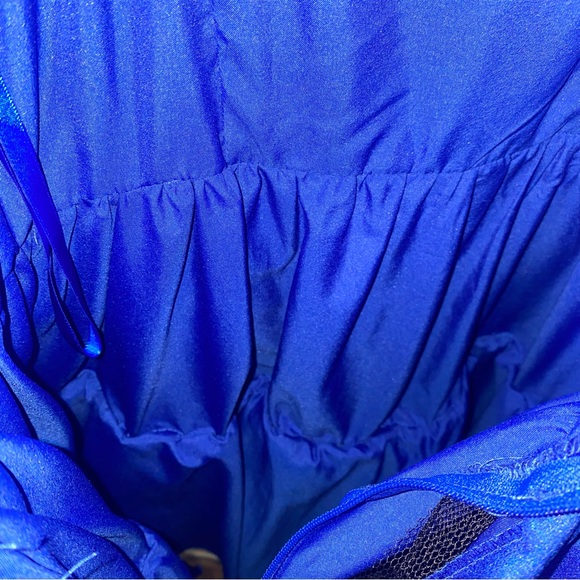 DAVID BRIDAL LITTLE GIRLS ROYAL BLUE SATIN FORMAL DRESS - Picture 7 of 7